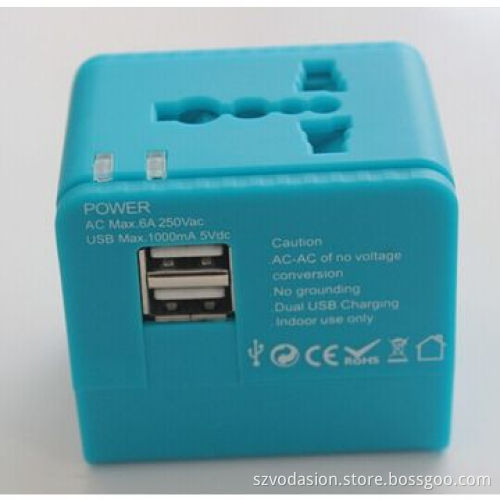 OEM universal dual USB travel adapter with CE, FCC and RoHS certificates